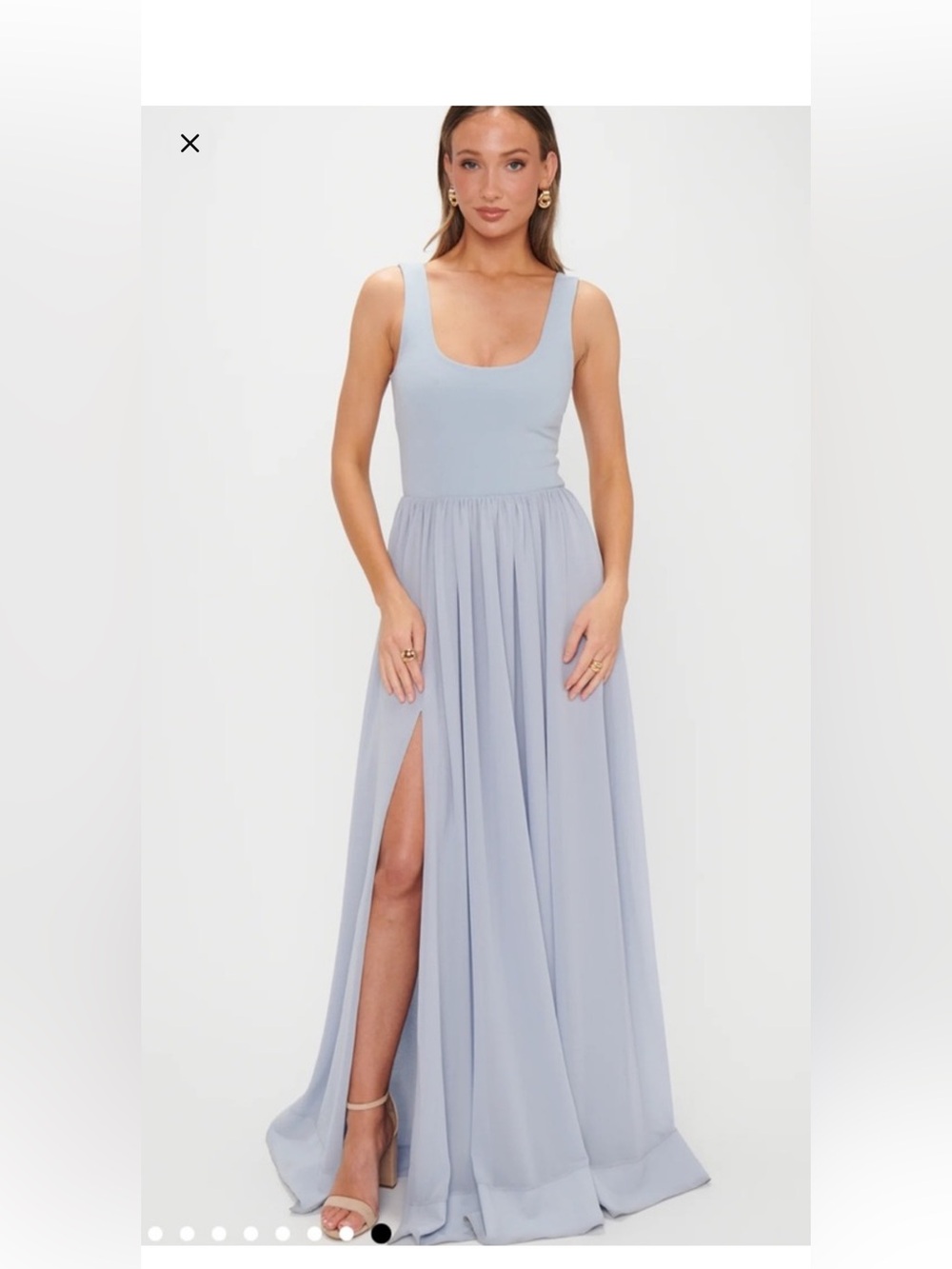 Show me your mumu steel blue chiffon Harper maxi dress